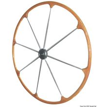 Osculati SS steering wheel w teak external rim 700 mm, 45.167.05