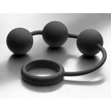 Анальные шарики Tom of Finland Silicone Cock Ring with 3 Weighted Balls Черный