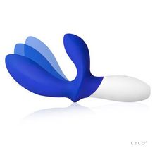 Lelo Синий вибромассажёр простаты Loki Wave Federal Blue с отростком для стимуляции промежности - 19,6 см.