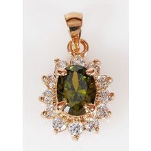 Кулон с перидотом "Малый овал в цирконах"