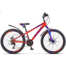 24" STELS Navigator-400MD 2018 (18ск, алюм, аморт.вилка, диск, EF41 TY300 TZ500 трещотка 6 ск.)(V010, рама 12", неоновый красный)