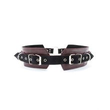 Бордовый пояс с колечками для крепления наручников Maroon Leather Belt