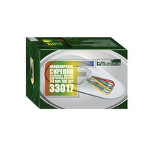 Скрепки канцелярские цветной пластик Office Force 33 мм. 100 шт уп.