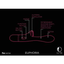 Shots Media BV Розовый гнущийся вибратор Euphoria с клиторальной щеточкой - 22 см.