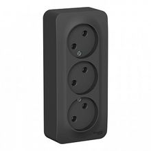 Розетка трехместная BLANCA, открытый монтаж, антрацит |  код. BLNRA000316 |  Schneider Electric