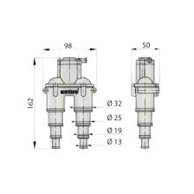 Vetus Антисифон с клапаном Vetus AIRVENTV 162 x 98 x 50 мм под шланг 13 - 32 мм