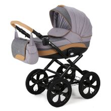 Коляска Adamex SOFIA HC black серый+т.серый+карамель