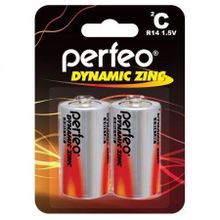 Батарейка C Perfeo Dynamic Zinc R14 2BL, солевая, 2 шт, блистер