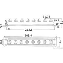 Osculati Bus-Bar electric terminal board 8 x 10 mm, 14.209.22