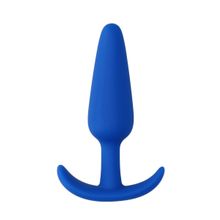 Синяя анальная пробка для ношения Slim Butt Plug - 8,3 см.