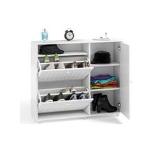 Система Мебели Тумба под обувь 2-х секционная с дверью Монако МН-24 белое дерево