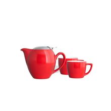 Фарфоровый чайный набор Киото, красный (чайник 600 мл. +2 чашки 180 мл.)