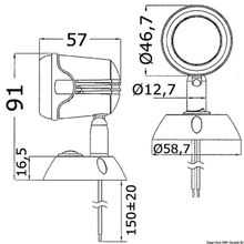 Osculati Articulated HI-POWER LED white spotlight 12 24 V, 13.896.01