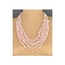 Бусики-Колечки Бусы Кварц Розовый "Богемия" арт.П2444