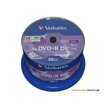 Диски DVD+R 8.5Gb Verbatim 8x  50 шт  Cake box  Dual Layer   (43758)