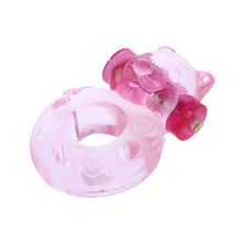 Baile Розовое эрекционное виброкольцо с мишкой на вибропуле (розовый)