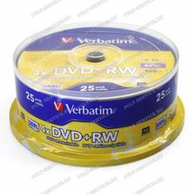 Диск Verbatim DVD+RW 4.7GB 4X кейкбокс (25)
