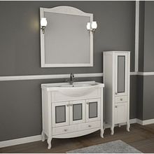 Зеркало ASB-Mebel Флоренция 105 белое патина серебро со светильниками