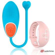 DreamLove Голубое виброяйцо с нежно-розовым пультом-часами Wearwatch Egg Wireless Watchme (голубой)