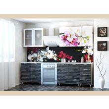 Кухня Орхидея Бело-розовая 2м