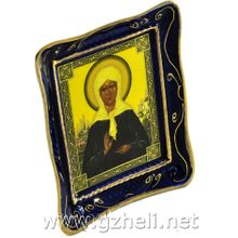 Икона малая с ликом Святой Матроны. Гжельский фарфор. арт. 1235