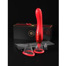 Pipedream Красный двухсторонний вибростимулятор Ultimate Pleasure 24K Gold Luxury Edition - 25 см.