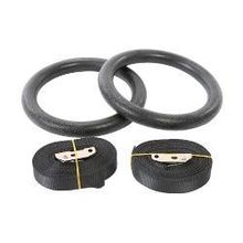 Кольца гимнастические деревянные для Кроссфита на стропах INDIGO 97654 IR с металлической пряжкой для быстрой фиксации