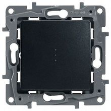 Переключатель 1-клавишный ETIKA, с подсветкой, скрытый монтаж, антрацит |  код. 672615 |  Legrand