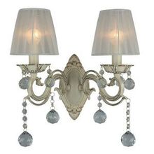 Бра декоративное OML-733 бело-золотой белый хрусталь E14 2*40W 220V арт.OML-73301-02