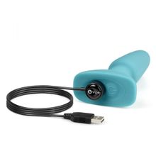 b-Vibe Голубая вибропробка с ротацией шариков RIMMING REMOTE CONTROL PLUG TEAL - 15,2 см. (голубой)