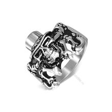 Кольцо-печатка из стали череп в шляпе