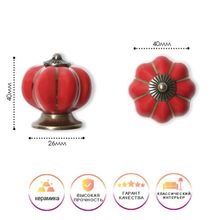 Ручка-кнопка PEONY Ceramics 001, керамическая, красная