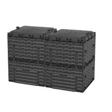 Компостер садовый 600л Piteco с крышкой K1130, K1030 чёрный (из 2-х мест)