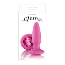 Розовая анальная пробка с розовым кристаллом Glams Pink Gem - 10,4 см. (95435)