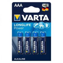 Батарейка AAA VARTA LR03 4BL LONGLIFE Power, щелочная, 4 шт, в блистере (4903)