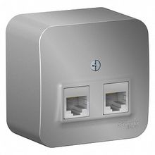 Розетка компьютерная 2xRJ45 Cat.5 BLANCA, алюминий |  код. BLNIA045453 |  Schneider Electric