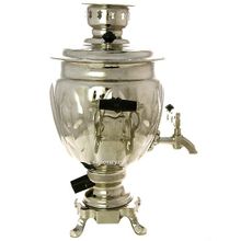 Набор "Серебряная фантазия": самовар электрический 3 литра никелированный с подстаканниками "Вокзалы Москвы", арт. 130450п