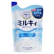 Cow Brand Milky Жидкое пенное мыло для тела c керамидами и молочными протеинами, сменка, 400 мл
