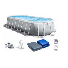 Бассейн каркасный 610х305х122см, Prism Frame Pool Oval (ромб), фильтр насос 5678 л ч, лестница, тент, подстилка Intex 26798