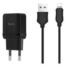 Зарядное устройство Hoco C22A 2.4А USB + кабель Lightning, черное