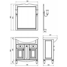 ASB-Woodline Мебель для ванной Верона 75 белая патина золото, массив ясеня