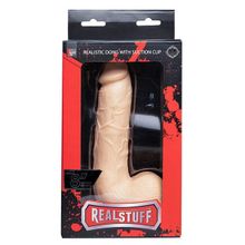 Телесный фаллоимитатор REALSTUFF 8INCH DONG WITH SUCTION CUP - 20 см. телесный