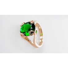 кольцо фианит зеленый лагуна