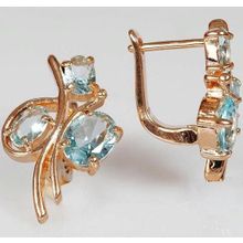 Серьги с голубым фианитом "Бант"