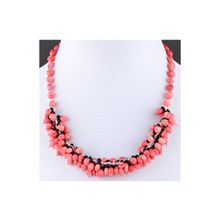 Бусики-Колечки Колье Коралл, хрусталь "Арситта" арт.П4329