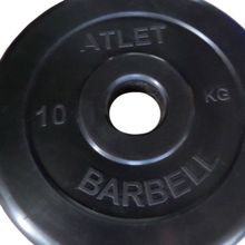 Диск Barbell Atlet, обрезиненный черный d-51mm 10кг