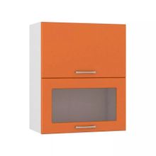 Моби Сандра шкаф навесной 600 гориз. 1 витрина 1 дверь манго ID - 310928