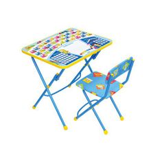 НИКА Набор мебели ПЕРВОКЛАШКА синий фон (стол-парта+мяг стул) h580
