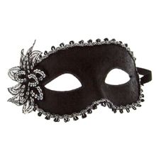 Карнавальная маска с цветком Venetian Eye Mask (черный)