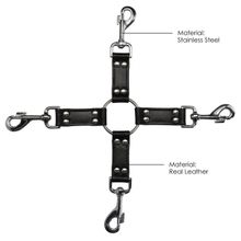 Черный крестообразный фиксатор 4-way Leather Hogtie Cross Hogtie